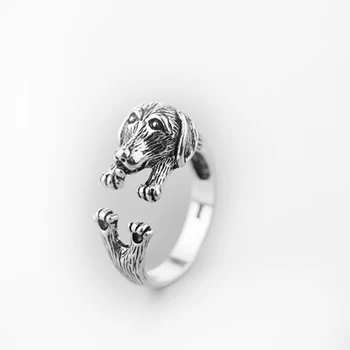 925 de bijuterii de argint de caini teckel inele de moda animal elegant inel reglabil