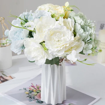 Alb Bujor Mare Nunta Home Hotel Buchet de flori Artificiale de Înaltă Calitate de Flori False de Flori de Mătase DIY Decorative Decor Fereastră Q41