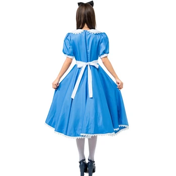 Alice În Țara Minunilor Costum Albastru Servitoare Cu Șorț Rochie Lolita Rochie De Domnișoara De Cosplay, Costume De Carnaval Pentru Adulti Femei