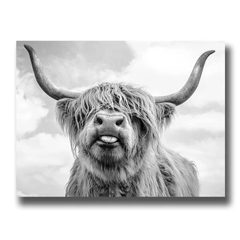 Animale sălbatice Iac Highland Vaca Panza Pictura Postere si Printuri de Arta de Perete Imaginile pentru Camera de zi Decor Acasă Cuadros