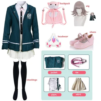 Anime Danganronpa Chiaki Nanami Cosplay Uniformă Sacou Cămașă Sac Peruca Complet Pentru Femei Costum Cosplay