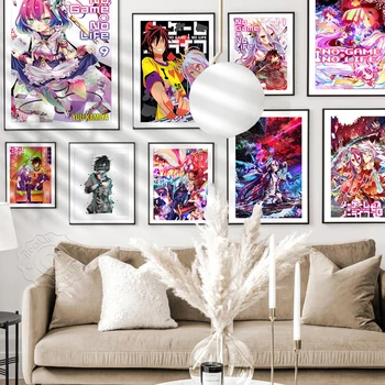Anime No Game No Life Poster De Arta, Autocolante De Perete, Nici Un Joc Nu Viata Printuri Poster, Anime Poster, Camera Pentru Copii, Perete De Imagine, Dar,De