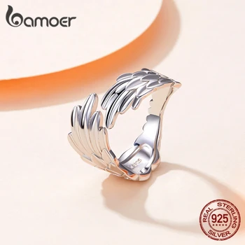 Bamoer Argint 925 Aripă de Înger Deget Inelul de Platină Placate cu Dimensiuni Reglabile 6-9 Design Original Inel pentru Femei SCR512