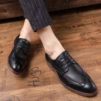 Barbati din Piele Pantofi Clasic Cusute de Mână de Moda de Afaceri Birou de Pantofi Oxford Ciucure Petrecere Respirabil Elegant Pantofi Casual