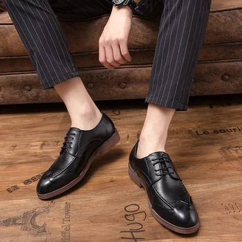 Barbati din Piele Pantofi Clasic Cusute de Mână de Moda de Afaceri Birou de Pantofi Oxford Ciucure Petrecere Respirabil Elegant Pantofi Casual