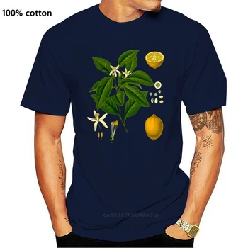 Botanică Ilustrare T Om Tricou Tricouri Personalizate Tee-Shirt De Lamaie Plante Topuri Brand De Imprimare Nou Haine Tesatura De Bumbac Negru