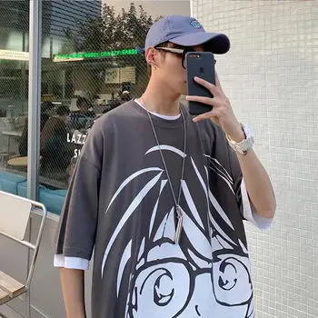 Bumbac T-Shirt Detectiv Conan Harajuku Haine De Stradă Pentru Bărbați Japonia Hip Hop Pierde Jumătate Maneca Gotic Kawaii Cuplu Tricou
