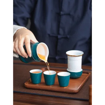 Ceai chinezesc set din ceramica de călătorie kungfu set de ceai Simplu ceai berii set pentru turism în aer liber Express ceașcă de Ceai costum