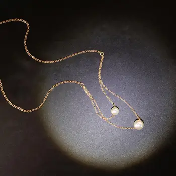 Colier de perle Kpop Perla Cravată colier de Aur pentru Femei Drăguț Strat Dublu Lanț cu Margele Margele Pandantiv de sex Feminin Rafinat Bijuterii