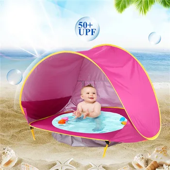 Copii Impermeabil Pop-Up Tent Cort pe Plajă pentru Copii Cort UV-protejarea Sunshelter cu Piscină pentru Copii în aer liber Camping Parasolar Albastru
