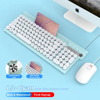 Cu fir Tastatură Mecanică Mouse USB Tastatură de Gaming Portabil pentru PC Desktop de Calculator Gamer cu Suport de Telefon Tastelor Set