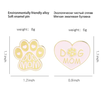 Câinele Mama Email Ace Personalizat Inima Roz În Formă De Labă De Pisică Amprenta Insigna Brosa Pin Rever Pentru Denim Rucsac Pălărie, Bijuterii En-Gros