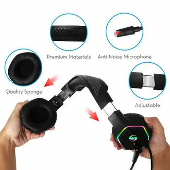 Căști de Gaming cu Fir Bluetooth pentru Căști Over-ear Design Reglabil cu Microfon de Anulare a Zgomotului Tieline pentru PC, telefon Mobil