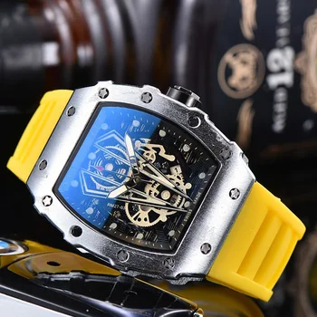 De lux Brand de Top pentru Bărbați Ceasuri Cuarț Designer Silicon copia Curea de Ceas Negru Rosu Fierbinte de Vânzare Impermeabil Reloj Hombre RIcHarD
