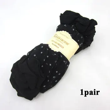 De Vânzare La Cald Rece Respirabil Stil De Vara Sexy Negre Piele Șosete De Culoare Pură Puncte Femei Fete Ciorapi De Nailon