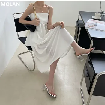 Dimensiunea 35-40 MOLAN de Brand Designer de Vară 2021 Sexy Transparent Bandă de Înaltă Tocuri Femeie Pompe Socofy Slip On Mocasini Catâri Încălțăminte