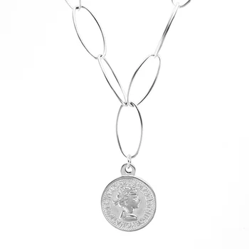 Din Oțel inoxidabil, de formă Ovală Unic penny cent Coin bratari pentru femei mare O Lungă link-ul lanț de argint/aur color pulseras mujer
