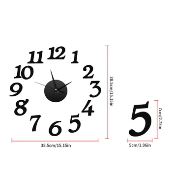 DIY Ceas de Perete Decor 3D Autocolant Acril Oglindă Ceasuri de Bucatarie Acasă Decor de Birou Ceasuri de Transport Gratuit