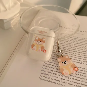 Drăguț Japoneză Câine Animal Cască Setul Cu Cască Dotari Caz Moale Pentru Airpods 1 2 Pro De Protecție Fără Fir Setul Cu Cască Bluetooth Acoperi