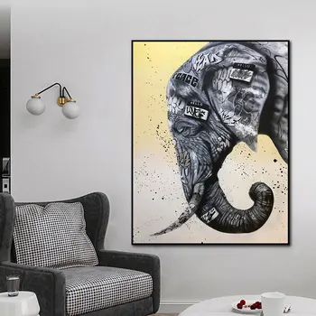 Elefant Panza Printuri Alb-Negru Imagini de Animale pentru Home Design Abstract Street Art Poster Fara rama Tablou