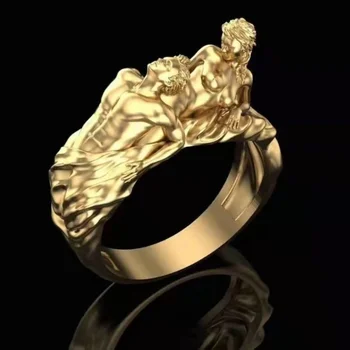 Exageración desnudo anillo para Dedo de mujer de Culoare oro hombres cráneo gótico Punk figura de esqueleto anillo Hip-Hop Rock joyer