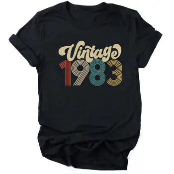 Femei Vintage 1983 Doamnelor Streetwear Echipajul Gât Top Casual Floral Moale Tee De Vara Cu Maneci Scurte Hipster Trendy Funny T-Shirt