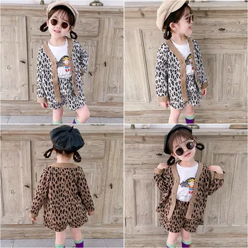 Fete 2020 Primăvara și Toamna Noua Moda Drăguț Moda coreeană Două Piese pentru Copii Costum de Leopard
