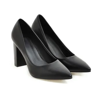 Fierbinte de Vânzare de Brand Nou Glamour Bej Maro Femei Rochie Pompe Pătrat Negru Tocuri Lady Pantofi Casual AC357 Plus de Dimensiuni Mari 4 10 33 43