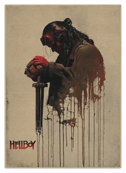 Fierbinte Hellboy poster de film, retro, autocolant perete, retro poster, autocolant perete, hârtie kraft poster, film autocolant perete 42x30cm