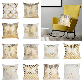Frunze de aur de Imprimare Pernă Geometrice Poliester Pernă Decorative Pillowslip Living 45X45CM Canapea Pernă Acoperă
