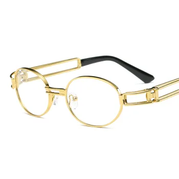 Gotic steampunk ochelari de soare flat top retro ochelari rotunzi bărbați și femei brand de lux de designer transparent ochelari lentile UV400
