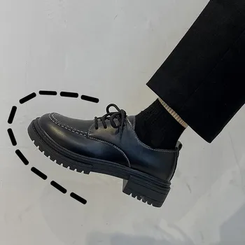 Harajuku pantofi din Piele Mici Pantofi Femei Tocuri Platforma Noua Retro cu talpi Groase Dantela-up pantofi Uniforme lolita Pantofi Mary Jane