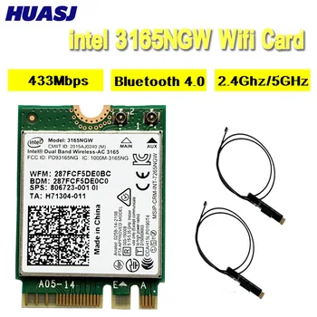 Huasj Dual Band 2,4/5Ghz 433Mbps Intel 3165AC unitati solid state 802.11 ac WiFi 3165NGW M. 2 placa WLAN +BT 4.0 Mini Adaptor de Rețea
