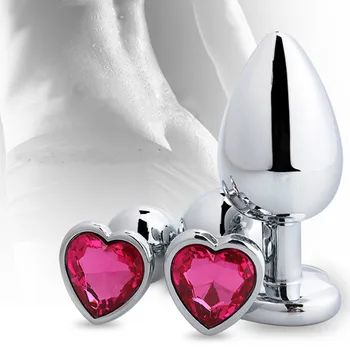 Inima în formă de metal anal plug Jucarii Sexuale Netedă din Oțel Inoxidabil Dop de Fund Coada de Bijuterii de Cristal Trainer Pentru Femei/Om Anal Dildo