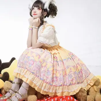 Japoneze Kawaii Dulci Jsk Lolita Iepure Ceai Dulce Partid Rochie De Vară Fără Mâneci Arc Dantelă Printesa Tea Party Rochii