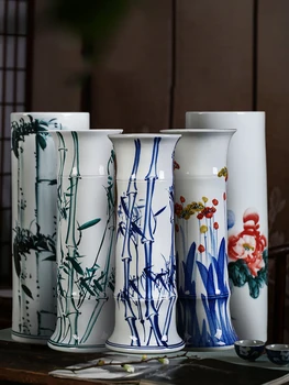 Jingdezhen Fengshui Tub De Bambus Bogat Vase De Ceramică Acasă, Living, Masa De Ghivece De Flori Figurine Meserii Accesorii Decor De Arta