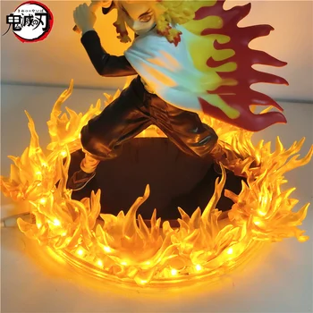 Kimetsu nu Yaiba Rengoku Kyoujurou Foc Condus Scena PVC figurina Jucarie 210mm Anime Demon Slayer Figurine Jucarii