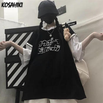 KOSAHIKI Femei T-Shirt Stil coreean Norocos Tipărite 2021 Noi Maneca Scurta Camasi de Vara Hip Hop Topuri Casual Streetwear