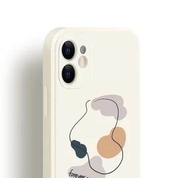 Linie Retro abstract doodle artă Japoneză Telefon Caz pentru apple iPhone 11 12 Pro Max Xr Xs Max 7 8 Plus 7Plus caz Drăguț husă Moale