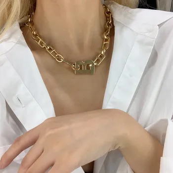 Litera B Pandantiv Cravată Colier pentru Femei de Aur de Argint de Culoare Stil Punk Clavicula Lanț 2020 Moda Bijuterii Coliere Scurte Nou