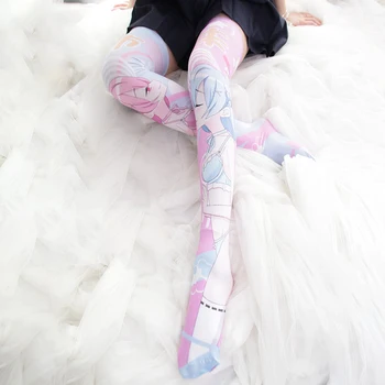 Lolita Fete Femei Ciorapi Anime Re:Zero Incepand de Viață într-o Altă Lume Ram Rem Catifea Ciorap Lung Overknee Colanti Șosete