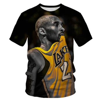 Mens cu Maneci Scurte T-shirt Streetwear de vară de moda de îmbrăcăminte pentru Băieți Adolescenți Memorial de baschet Lakers stea grafice imprimate de top pentru Copii