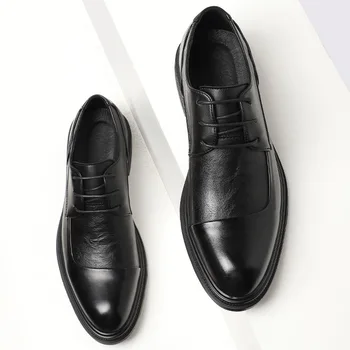 Mens Pantofi Rochie Formale de Afaceri Dantela-up Plin de Cereale din Piele Minimalist Pantofi pentru Bărbați pantofi rochie