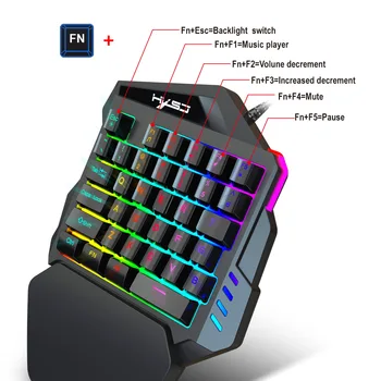 Mini-35-cheie Tastatură Mecanică de Gaming stângaci Manipulator se Simte de Pui cu O singură mână cu iluminare de fundal Tastatură USB cu Mâna Restul