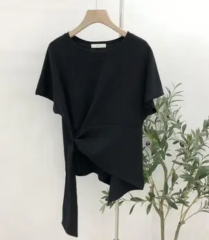 Moda pentru femei pe Gât Rotund cu Maneci Scurte T-shirt Neregulate Top T-shirt