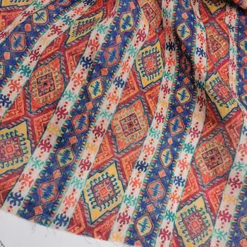 Moda Stil Etnic Tipărite Pur Ramie Țesătură de Înaltă conta Ramie Vara Rochie Subțire Tesatura Lenjerie de pat din Bumbac Ramie Anti-Bacterii