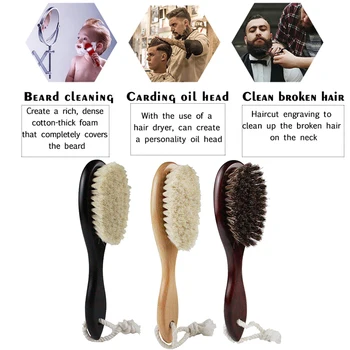 Natural De Capra Moale Peri Perie De Păr Pentru Bărbați Mustață, Barbă Pensulă Mâner De Lemn Părul Facial De Curățare Perii De Ras