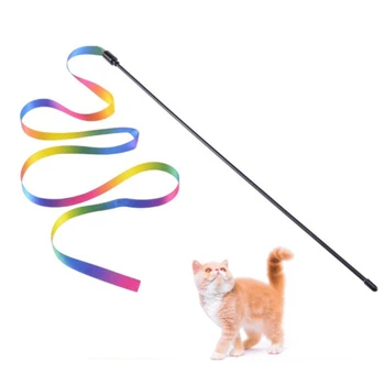 Noi 28cm Jucării Pisica Drăguț Amuzant Colorat Rod Teaser Bagheta de Plastic, Jucării pentru animale de Companie pentru Pisici Interactive Stick de Companie Teaser Cat Consumabile