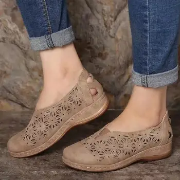 Noile Sandale Femei 2021 Casual De Vara Plat Alunecare Pe Sandale Cu Toc Pantofi Platforma De Modă În Aer Liber Solid De Culoare Sandalias Pantofi Femei