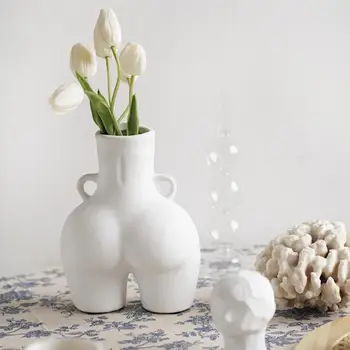Nordic Forma Corpului Creative Rășină Alb Vaza Simple Flori Uscate Introduce Artist Residence Ornamente Decorative Moderne, Decor Acasă